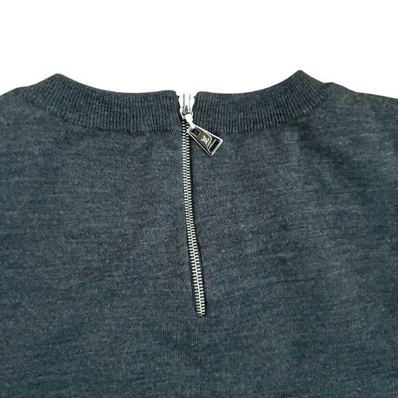 Louis Vuitton Size M Gray Wool Jewel Beaded Neckline Short Sleeve Sweater - Picture 7 of 9